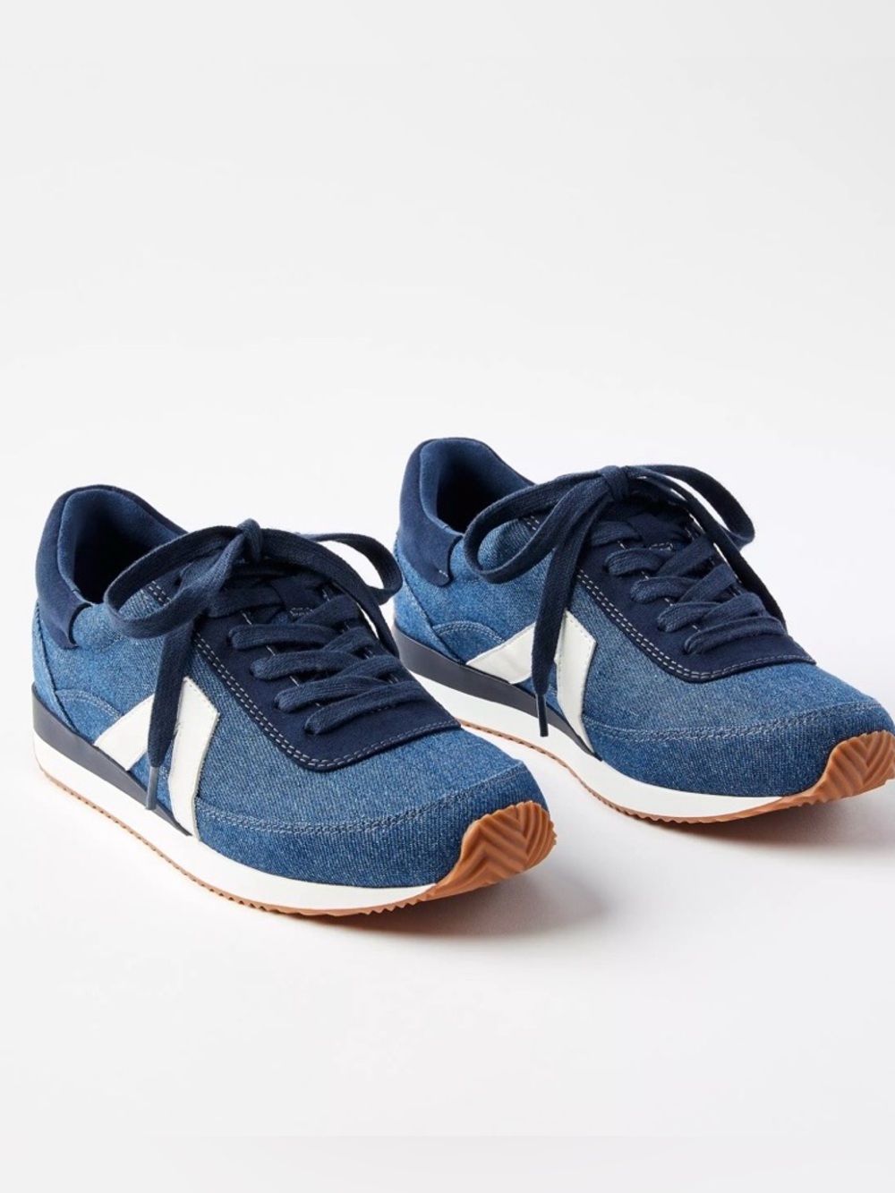 LOFT Women's Blue Denim Sneakers with White Accents